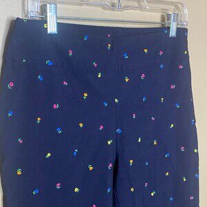 Navy Floral Spring Capri Pants